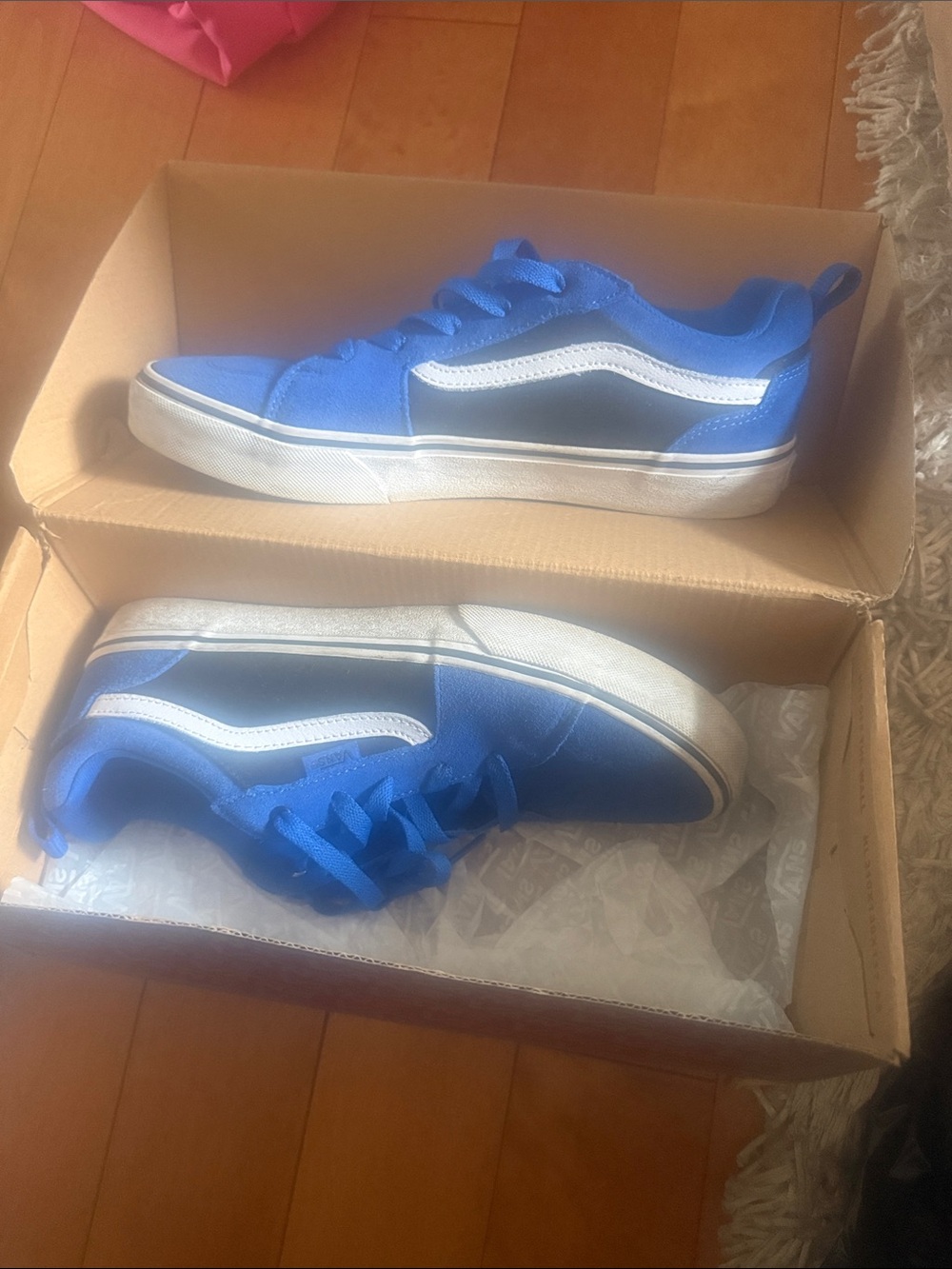 Vans Kids Low-Top Skate Sneakers in Blue with White Stripe